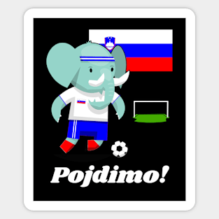 ⚽ Slovenia Football, Elephant Scores a Goal, Pojdimo! Team Spirit Sticker